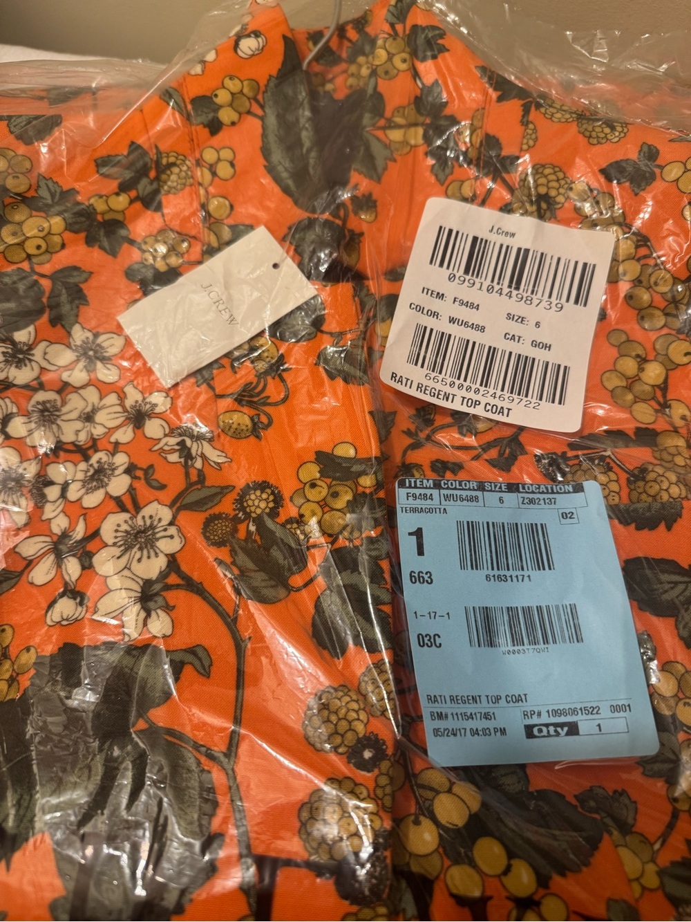 NWT J. Crew Collection Ratti Regent Top Coat Terracotta Floral Wool Blend Size 6 - Picture 14 of 16